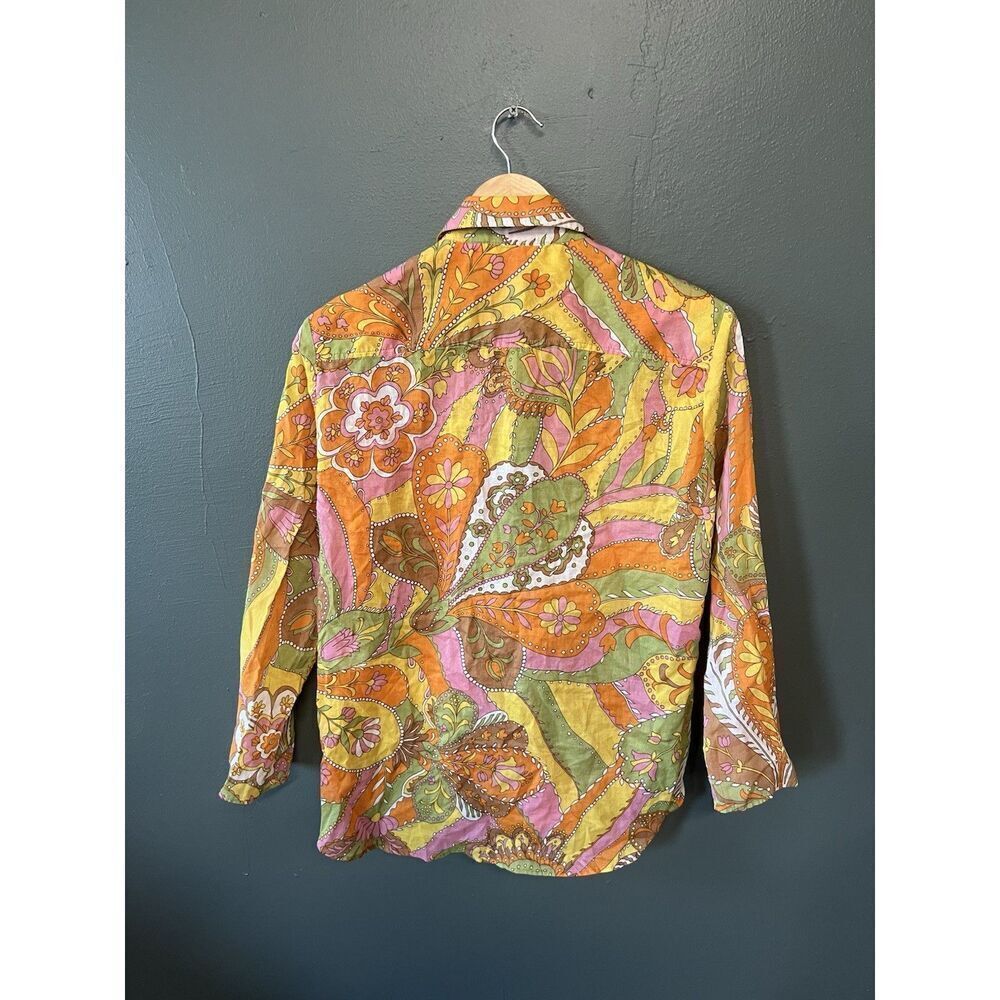 Zara Womens Multicolor Paisley Pattern Short Sleeve Button Up Shirt Size Medium - Picture 2 of 3